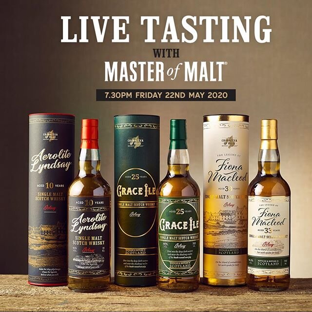 We&rsquo;re joining @masterofmalt live this Friday to share the stories behind our range of single malts, our chapter bottlings, Aerolite Lyndsay 10 year old, Grace Île 25 year old and The Legend of Fiona Macleod, 33 year old.⁣
⁣
From the same maker