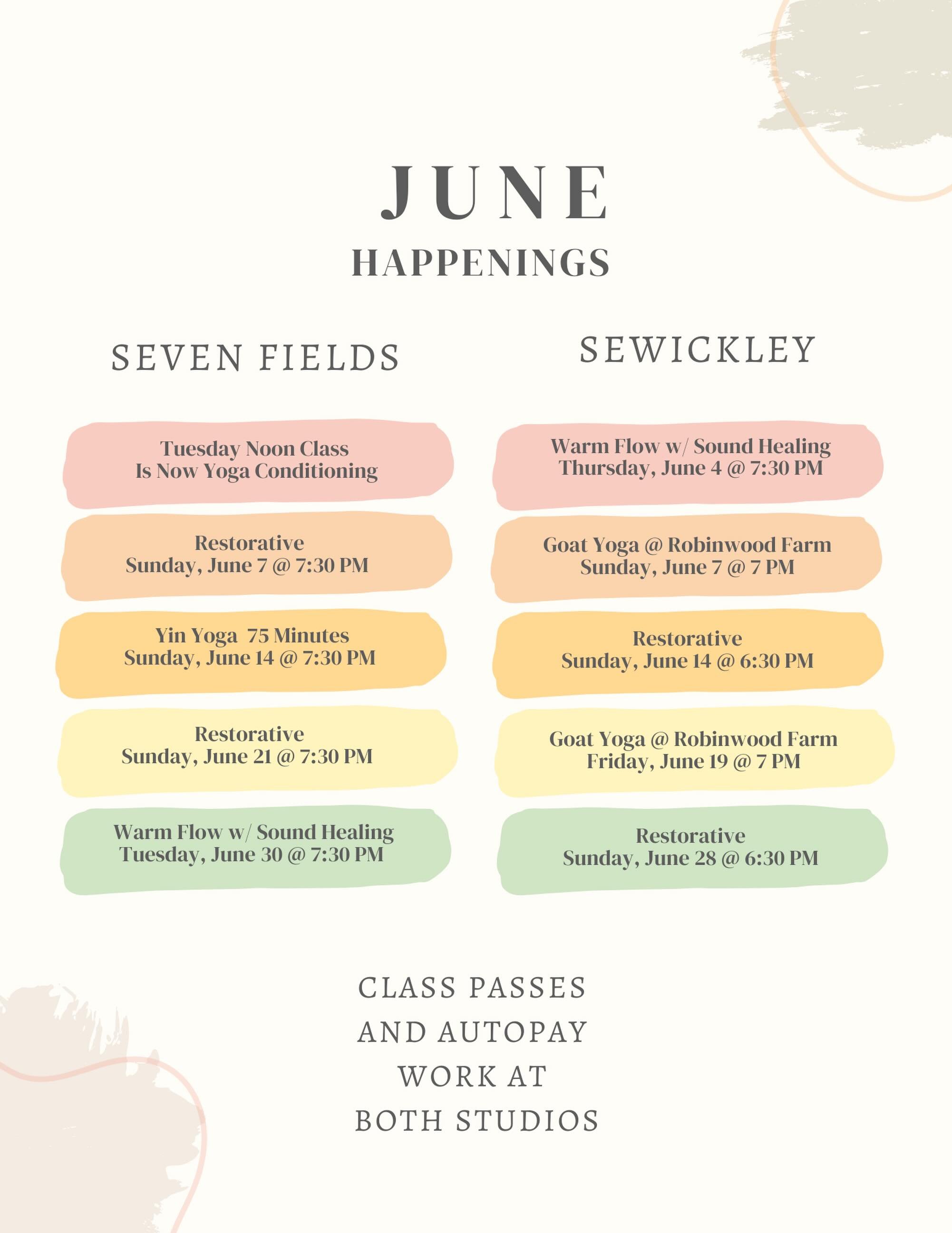 In case you missed it in our monthly newsletter, here is all of our June pop up classes! These are in addition to our daily class schedule! #addsalt #getsalty #saltpoweryoga