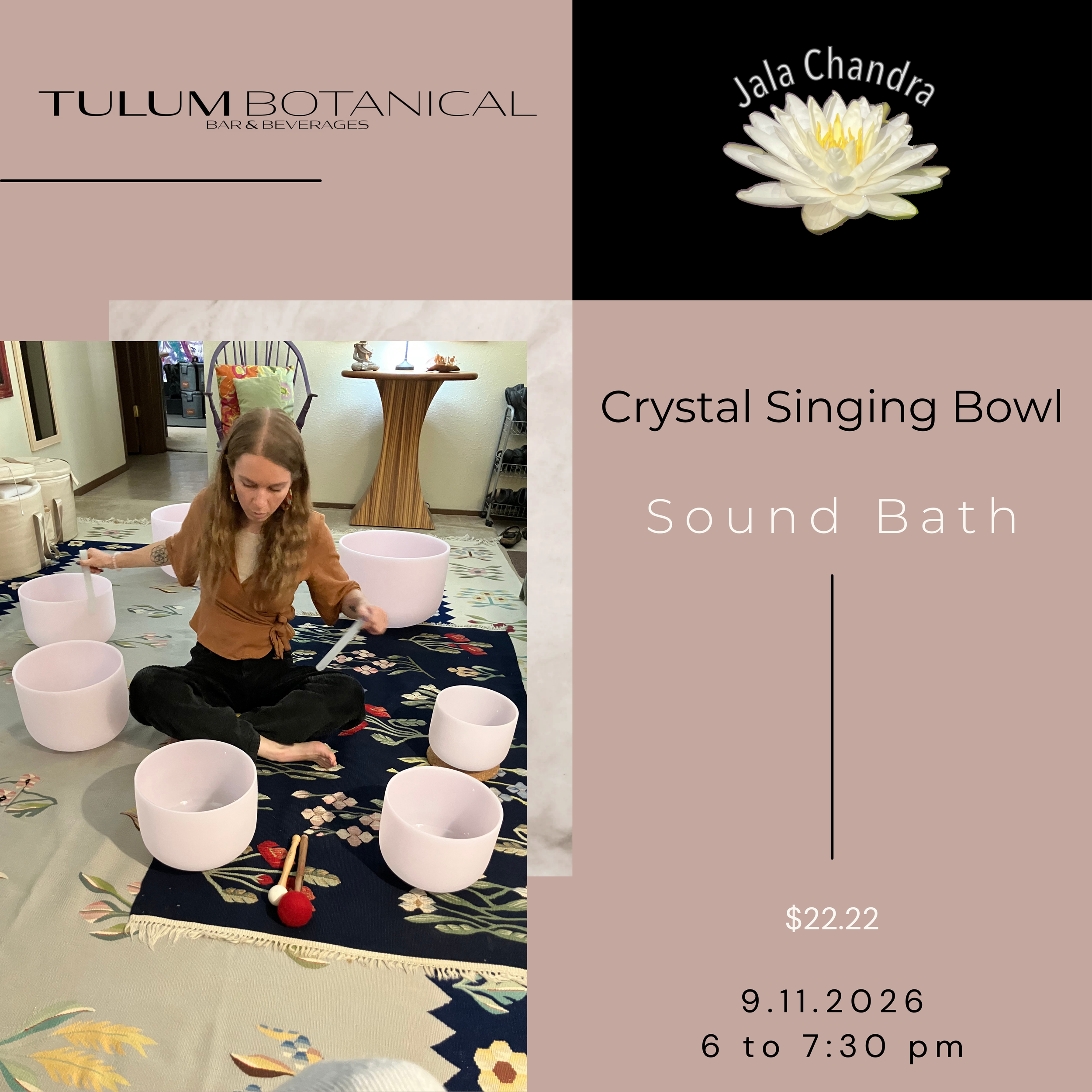 Crystal Singing Bowl Sound Bath @ Tulum Botanical