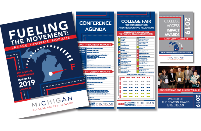 2019 MCAN Conference Program, Signage, Print and Web designs