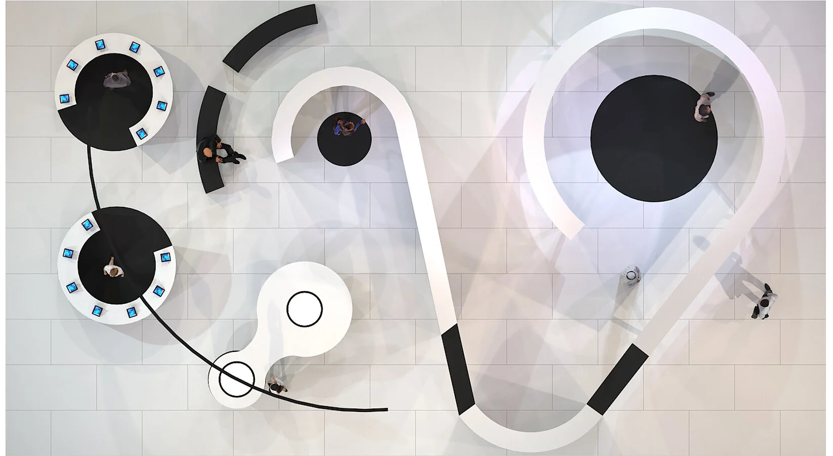 Digital and eBooks exhibition, inspired by printing press shapes