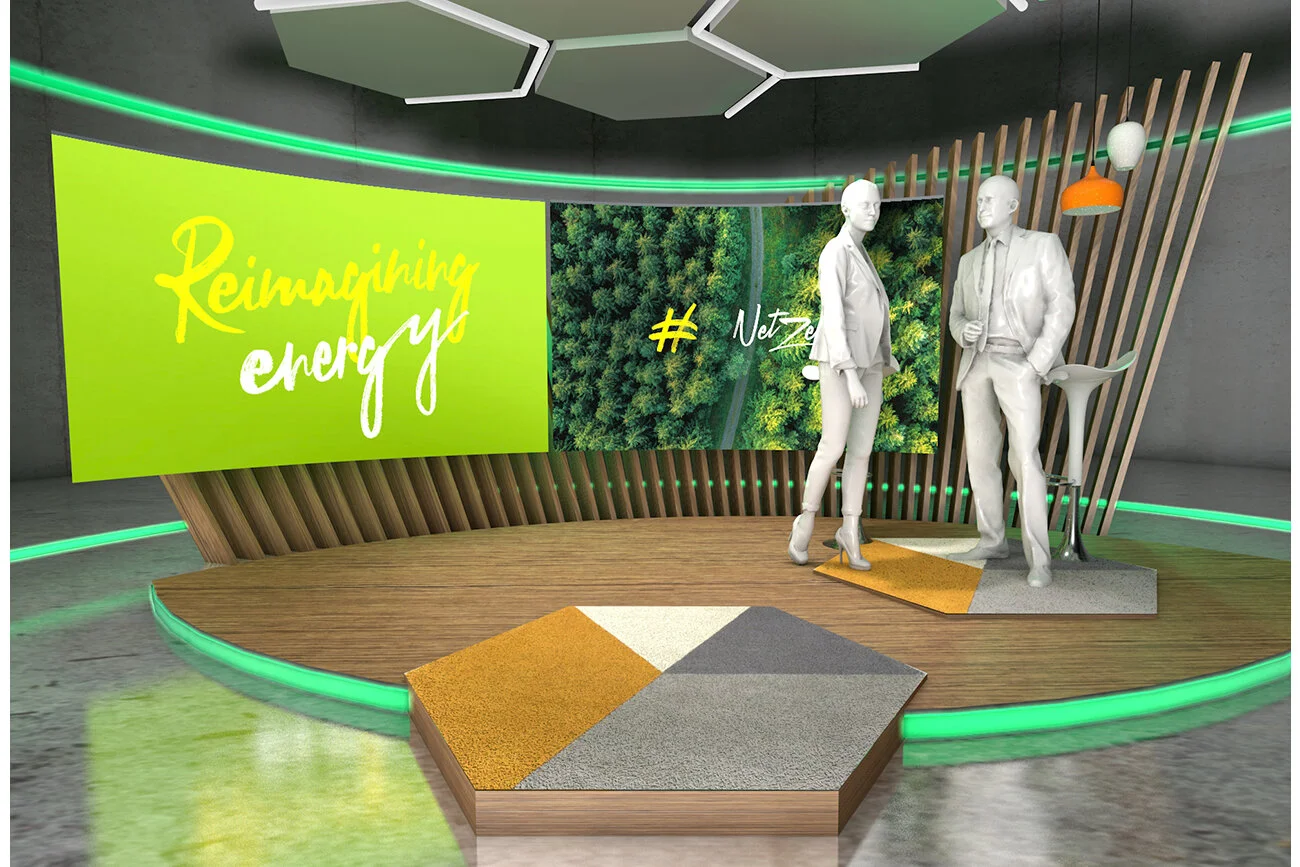 Hybrid event stage created for online keynote session