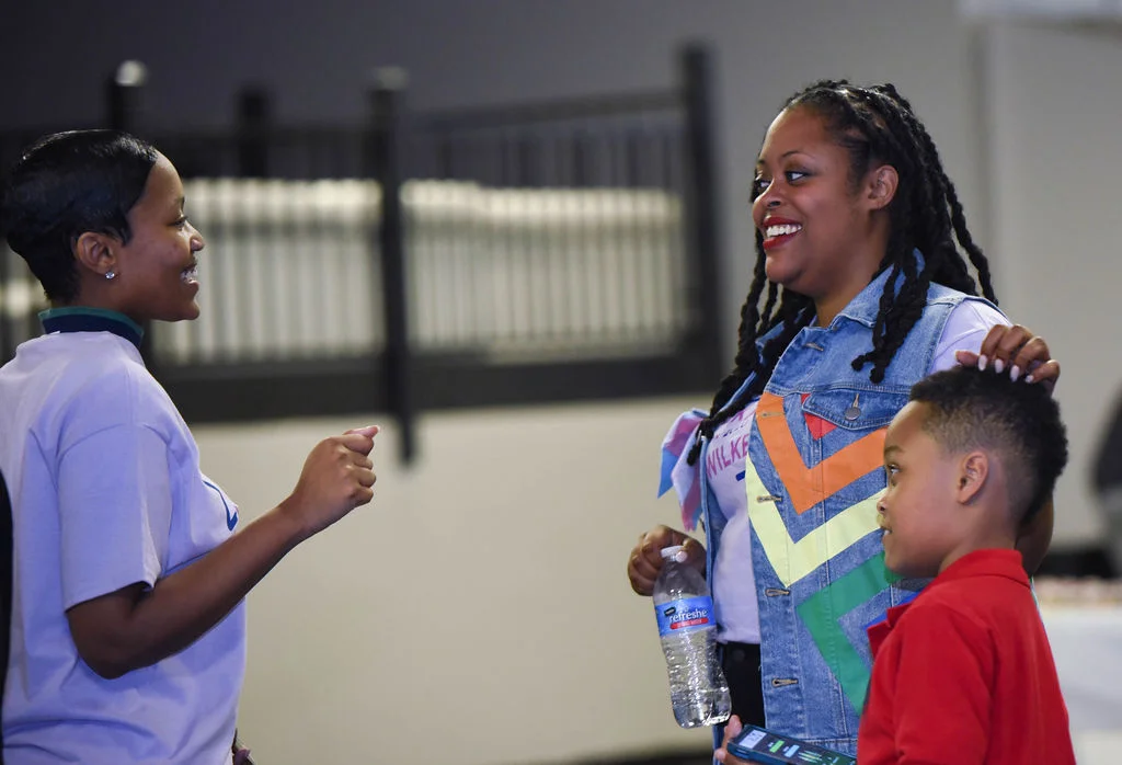 Mckayla speaking with constituents