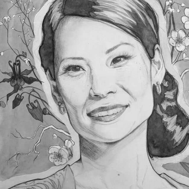 Detail of an older work: Lucy Liu with wildflowers 🖤

I loved her performance in Elementary as Joan Watson; her character was a wonderful blend of intelligence, wit, kindness, and perseverance.

P.S. I&rsquo;m going offline until March! Here&rsquo;s