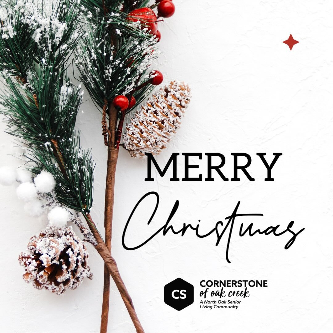 Merry Christmas from all of us at Cornerstone of Oak Creek!🎄

May your day be filled with joy, laughter, and the warmth of family and friends. Wishing you a holiday season as bright and beautiful as the smiles at our community.
.
.
.
#AssistedLiving
