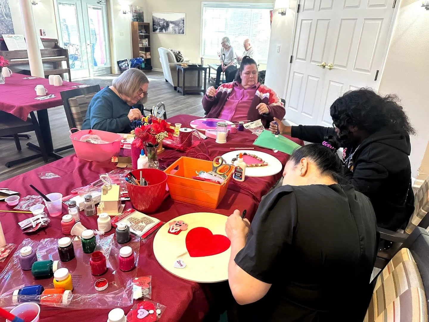 Handmade with love 💌 Valentine&rsquo;s crafts brought creativity, connection, and plenty of joy to our residents.
.
.
.
#AssistedLiving #SeniorLiving