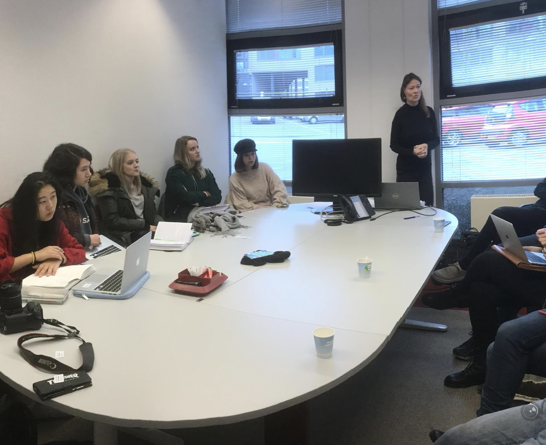 Imagining Tomorrow participants meeting with Liselotte and Iris at the Netherlands Red Cross headquarters.