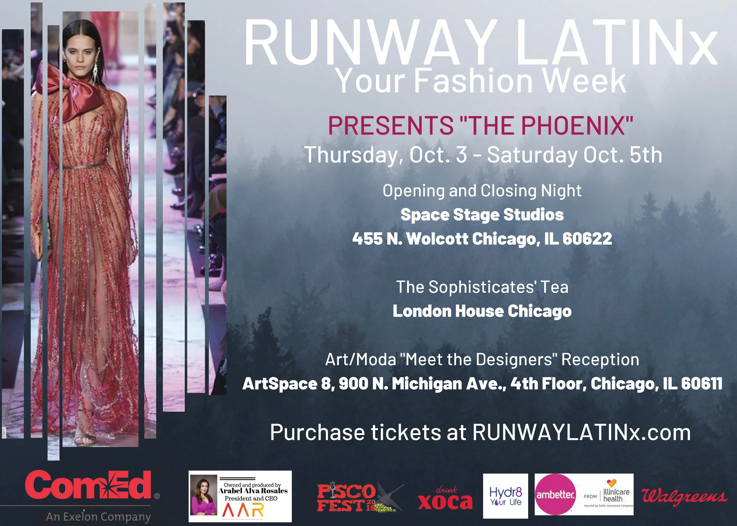 The main events, Opening and Closing Night, will take place at Space Stage Studios in the West Town neighborhood of Chicago. Guests will get an exclusive look into an artistic world, so few are able to see in person. The venue is frequently used for films, documentaries, and music videos. See the transformation of the studio by day to a runway show by night.