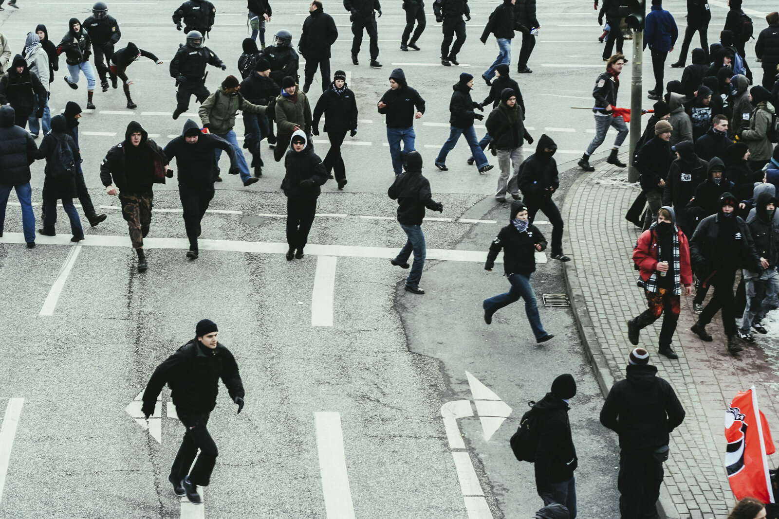 February 2007, Marching against right wing protest, Bergedorf, Germany
