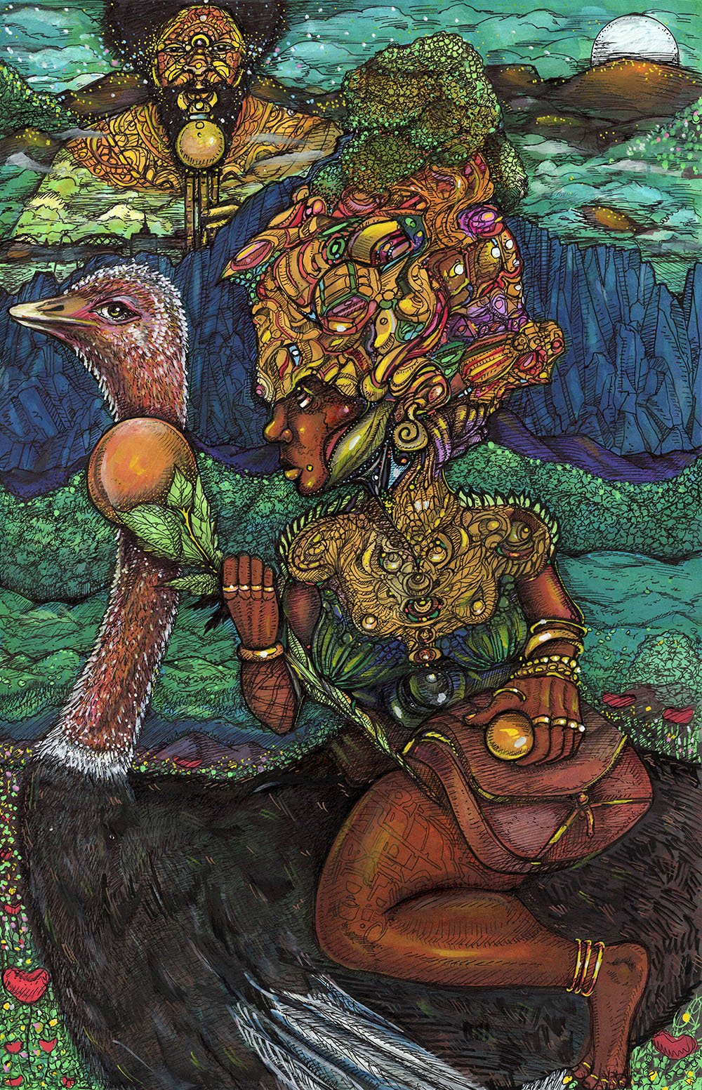 Will Kasso Condry, Nandi's Journey, alcohol marker, pen, and ink on Bristol board paper, 17  x 11 inches.jpg