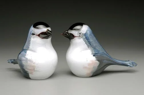 Hand-Blown Glass Chickadee by Chris Sherwin