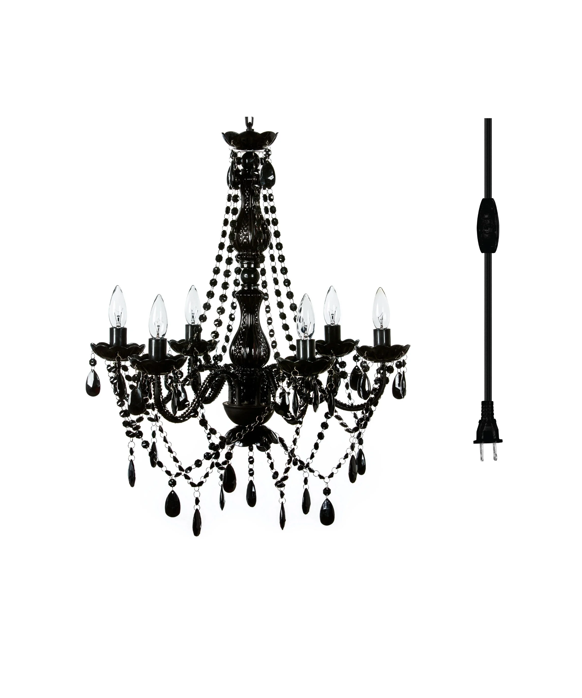 3 Light Black Plugin Chandelier — Lost Objects, Found Treasures
