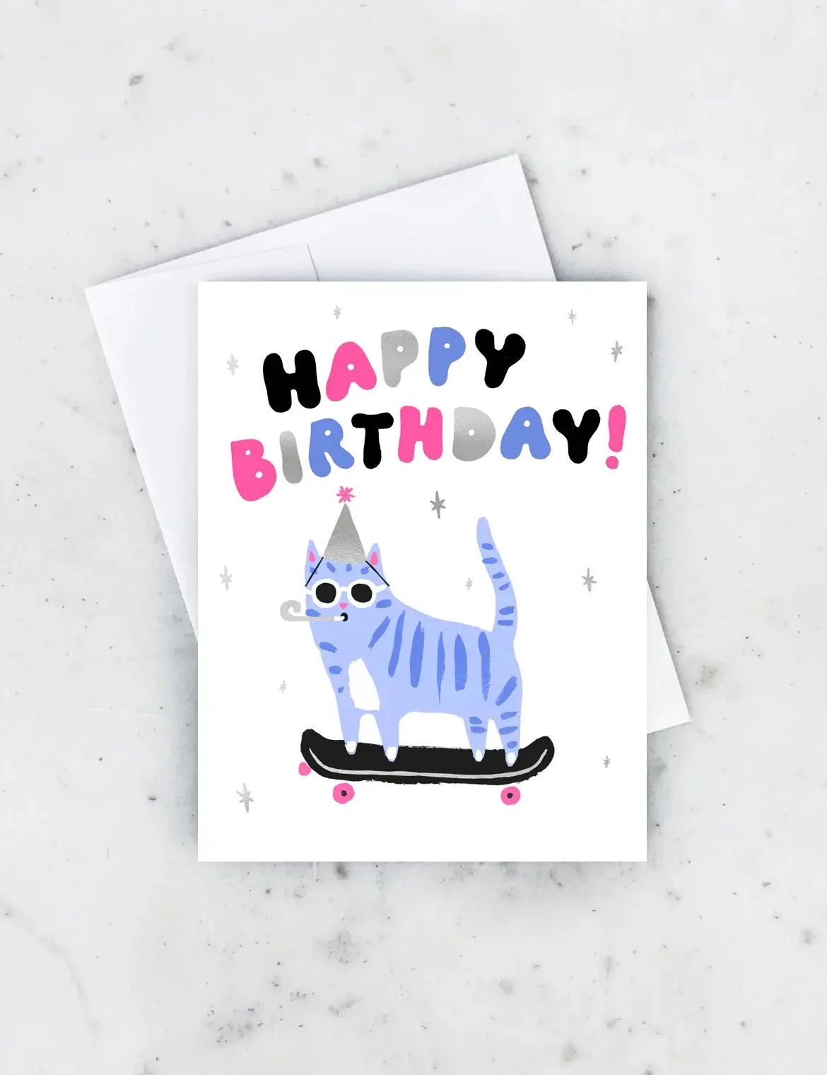 Happy Birthday Skate Cat Card — Lost Objects, Found Treasures