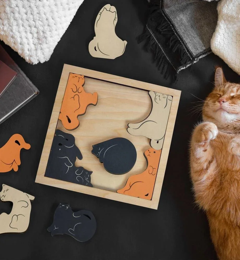 Kitty Corner Wood Puzzle — Lost Objects, Found Treasures
