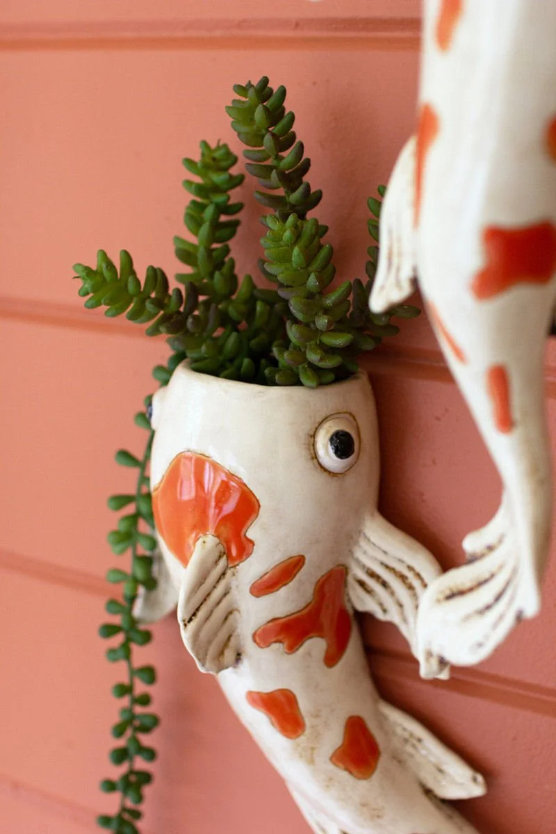 Wall Hanging Koi Fish Ceramic Planter — Lost Objects, Found Treasures
