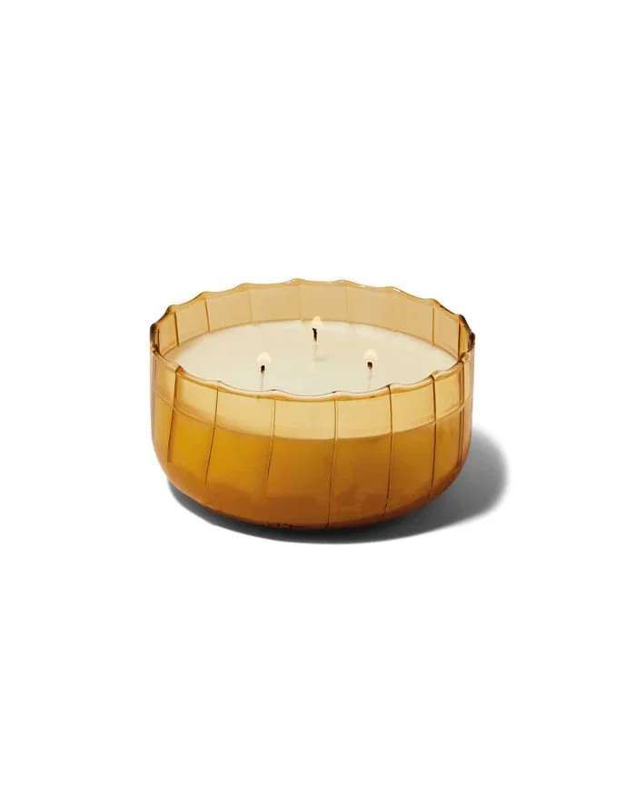 Golden Ember Ripple Glass Candle — Lost Objects, Found Treasures
