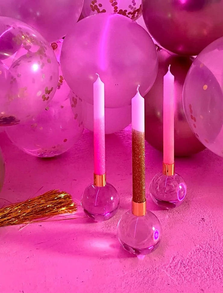 Diamonds In The Sky Dip Dye Glitter Taper Candles — Lost Objects, Found