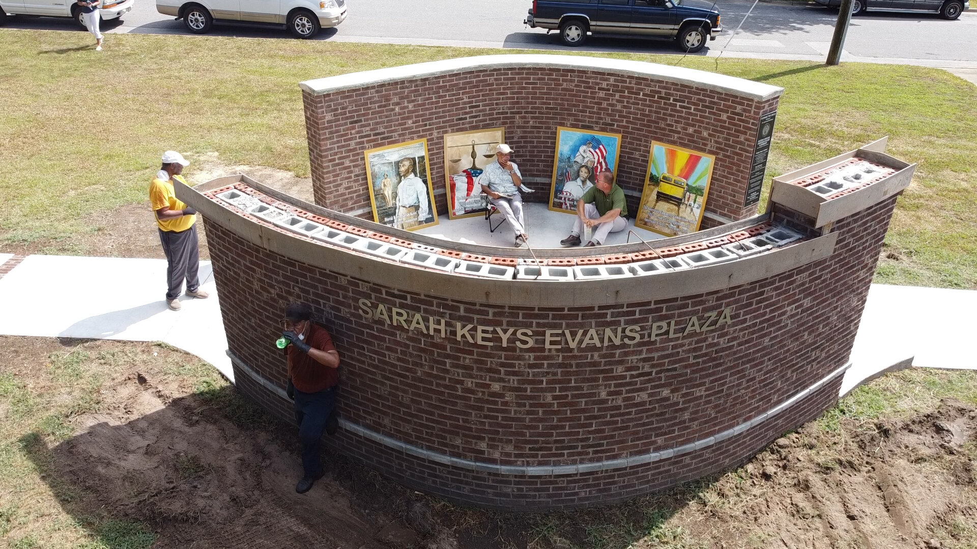  Sarah Keys Evans Plaza is near completion. Stay tuned and check back soon for the final reveal of the finished artwork!  Photo courtesy of Morgan Potts  