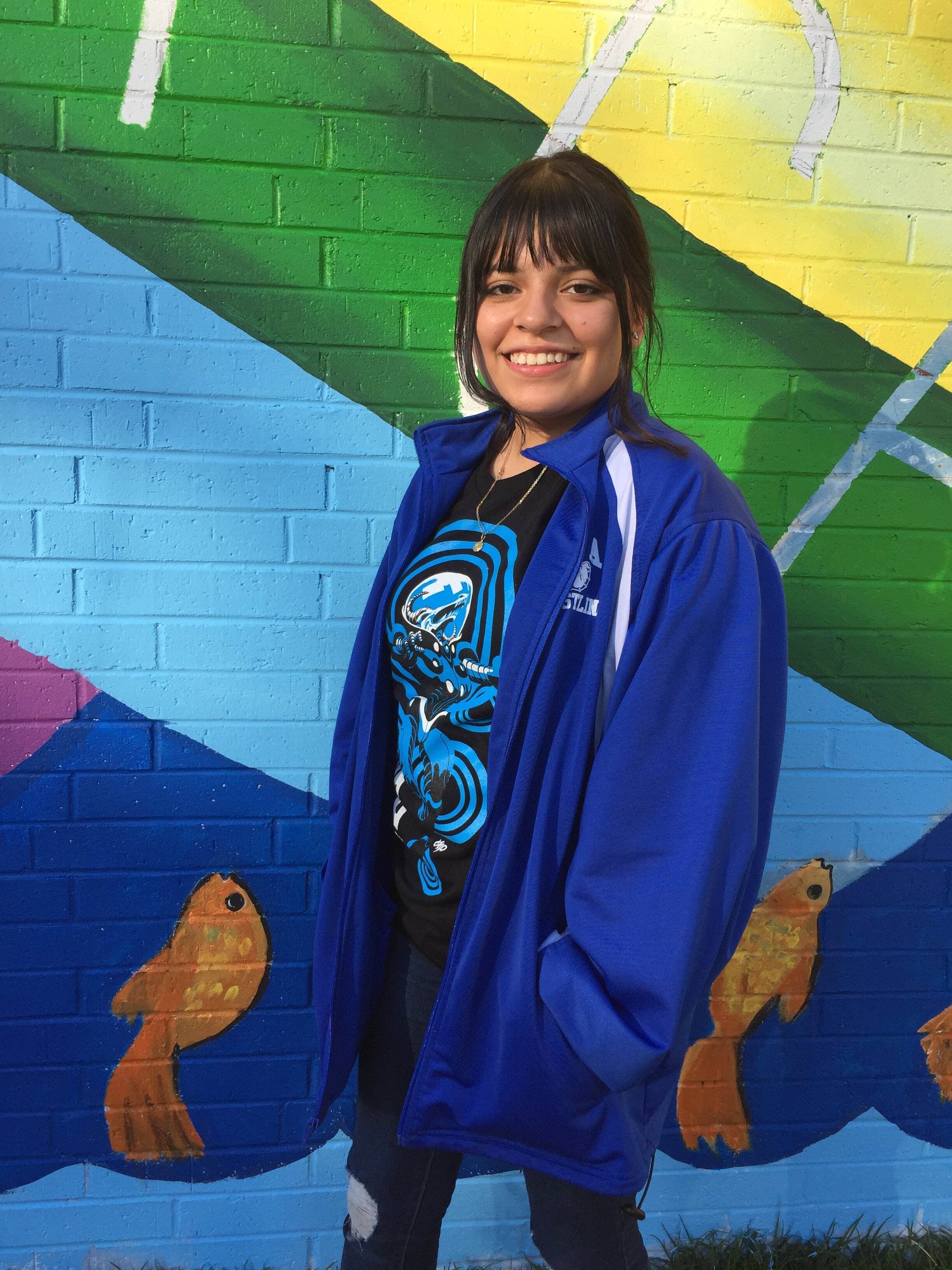  Youth capacity building was achieved on this project as Cornelio recruited local high school artist Estephanie Sanchez to serve as an artist mentee. Estephanie has been central to the team and has gained valuable public art experience.  Photo courte