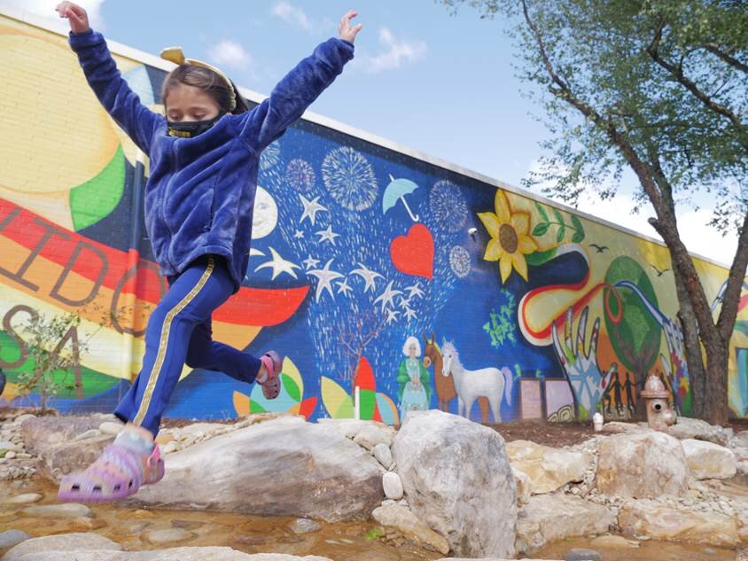  El Futuro’s mural,  Libertad,  along with their community healing garden space, creates a peaceful and welcoming gathering place for the greater community to enjoy for years to come.  Photo courtesy of El Futuro  