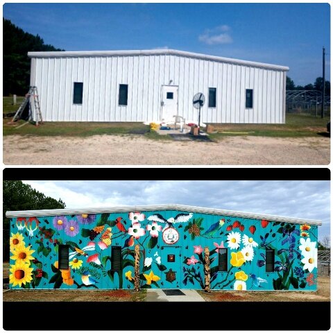  A view of the transformation of the Haliwa-Saponi multipurpose building from start to finish.  Photo courtesy of Karen Harley  