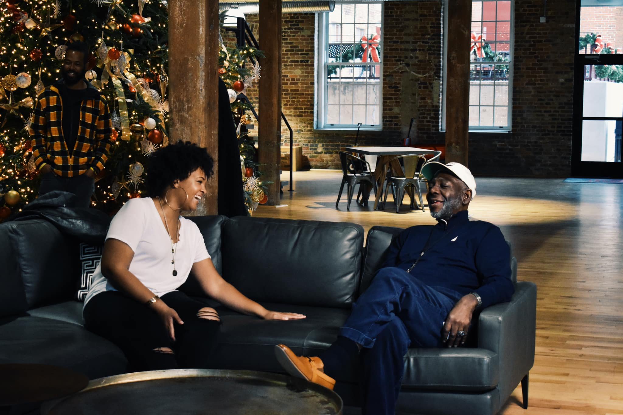  One of the beautiful aspects of the project is the relationships that are formed during their process. Here BLP Director Tonya Jefferson Lynch enjoys the storytelling of participant Michael Wright, known as Coach Mike for the decades he spent coachi
