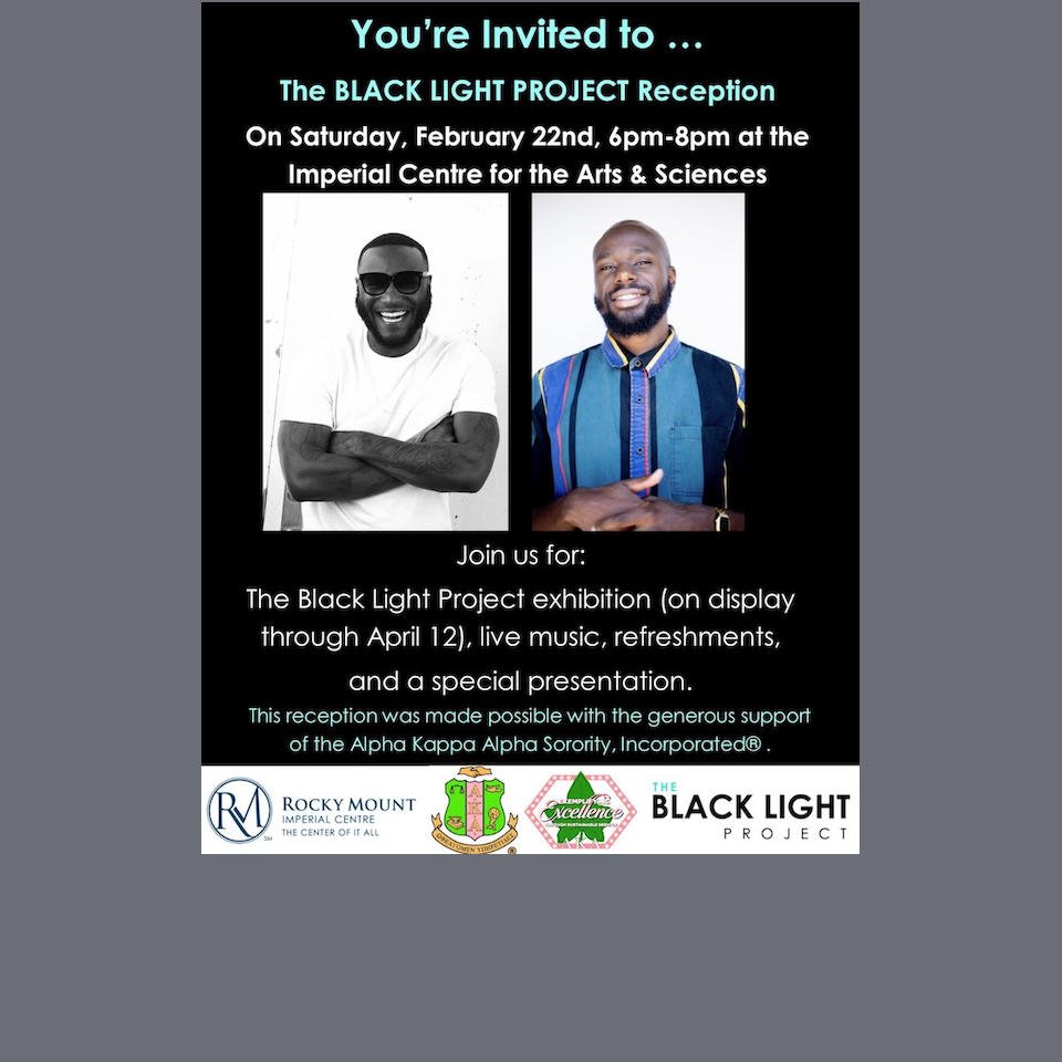  On February 22, 2020, the City of Rocky Mount celebrated the opening of the Black Light Project exhibition with a reception.  Photo courtesy of The Black Light Project  