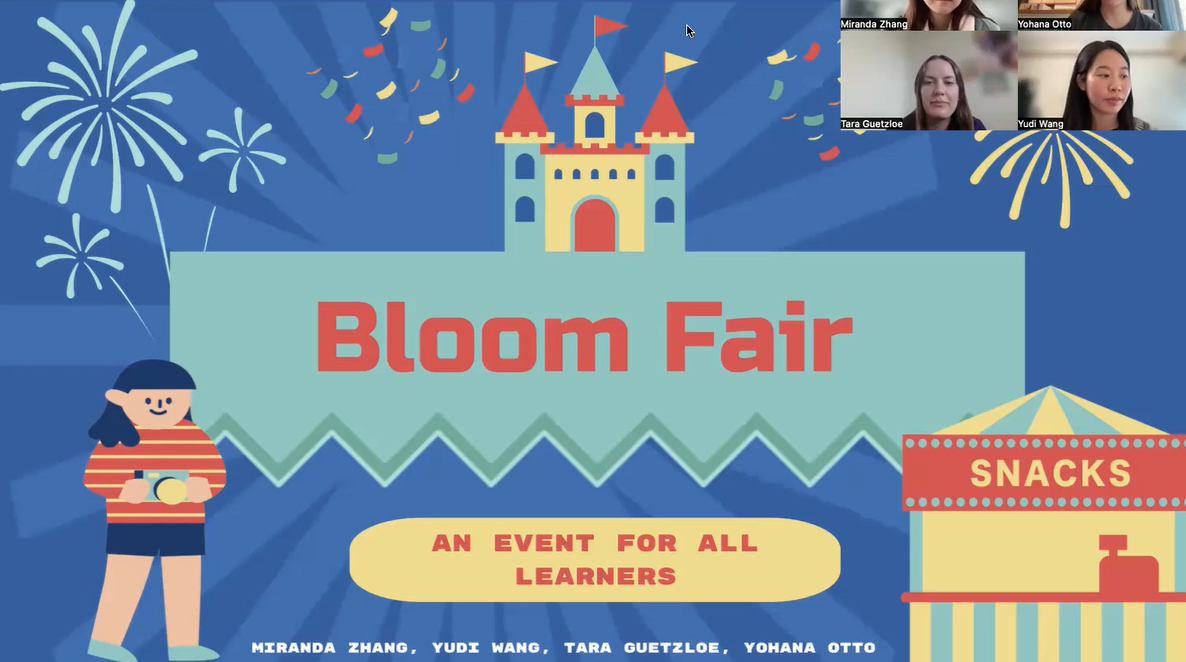 Screenshot of title page of presentation titled "Bloom Fair"
