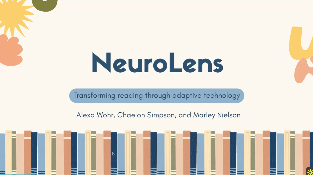 Screenshot of title page of slide show called "NeuroLens"