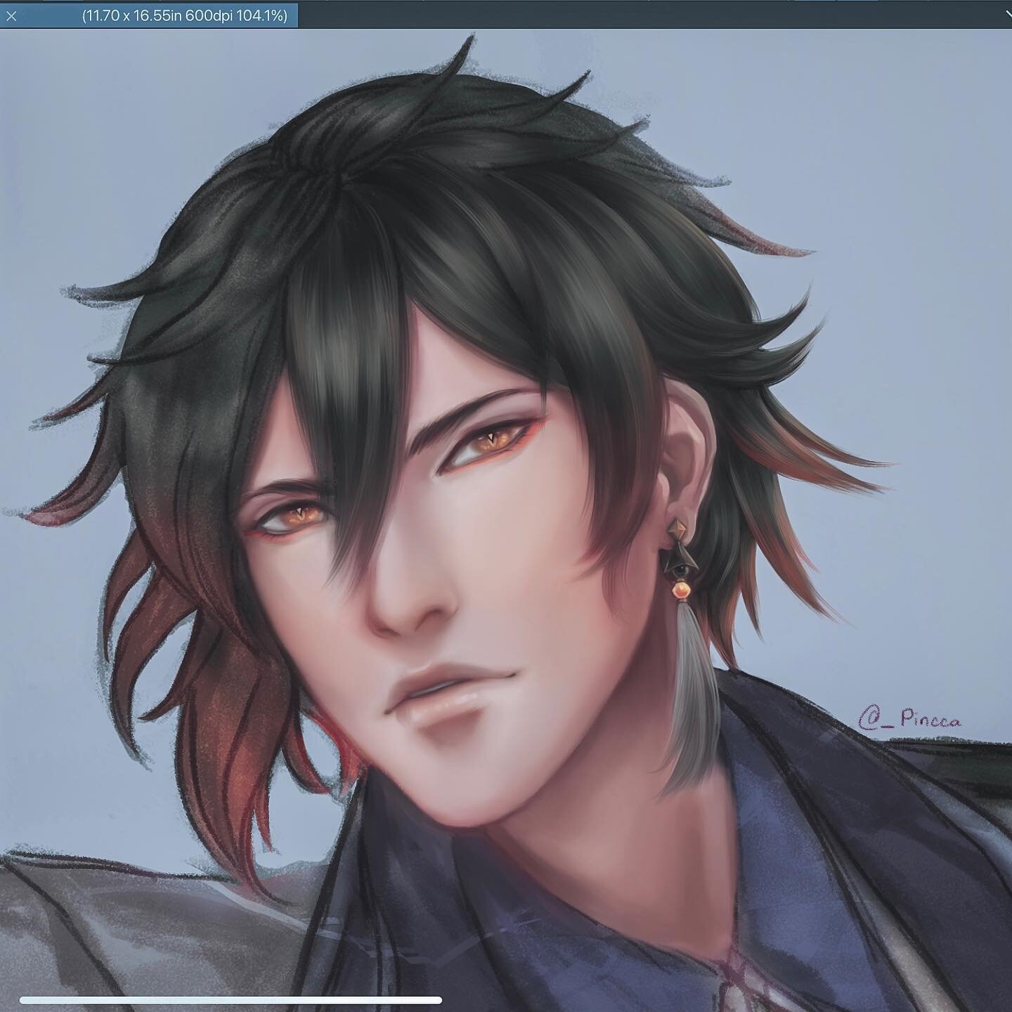 Back to painting after my unintentional break!🎨✨

I didn&rsquo;t mean to spend a big chunk of my free time playing Genshin.🙈 And I didn&rsquo;t think I would fall so hard for Zhongli.😍

So, of course I had to draw him - current progress!☆

#wip #w