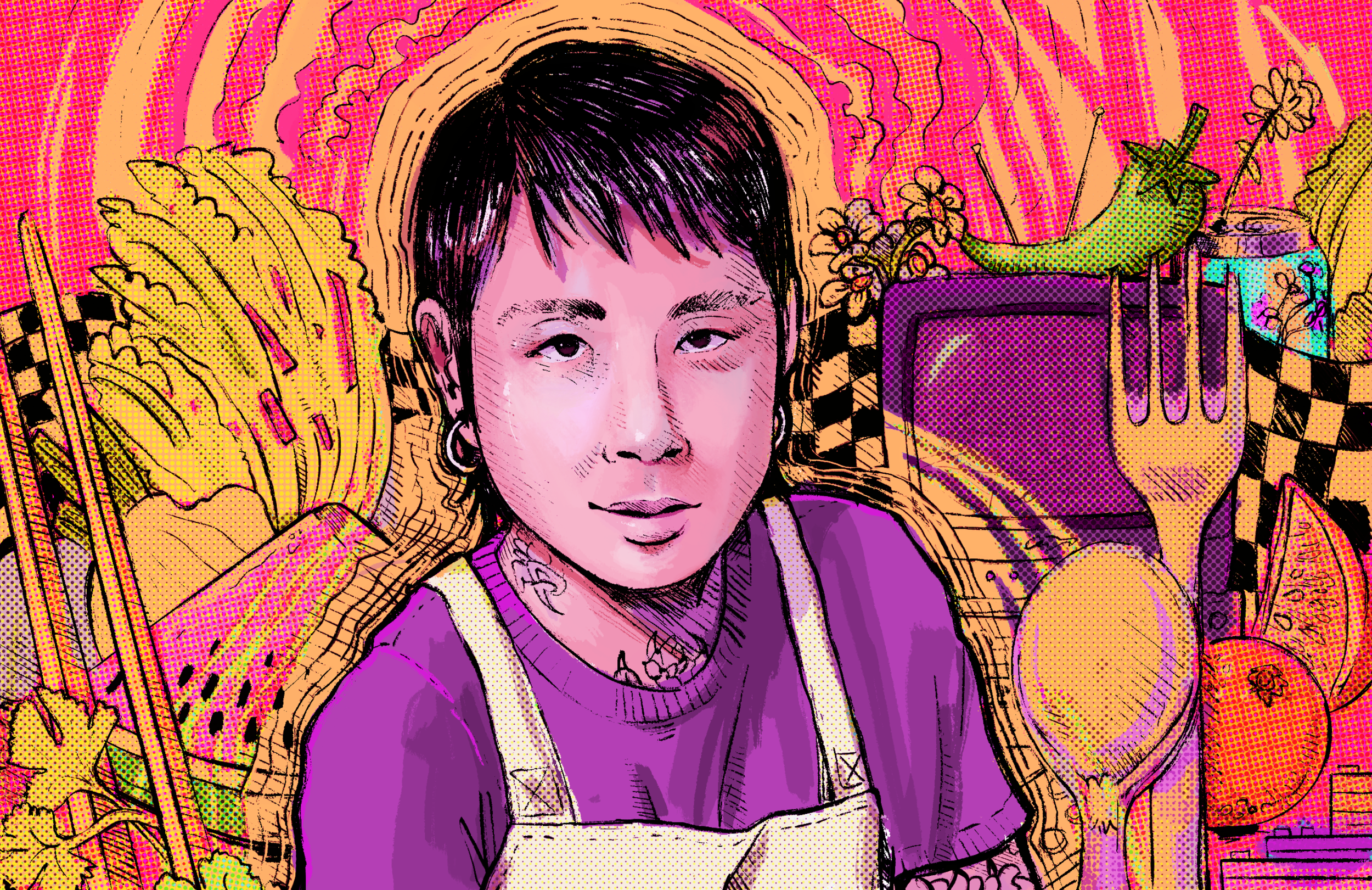 A collection of illustrations done in Adobe Illustrator, and Procreate for iPad.