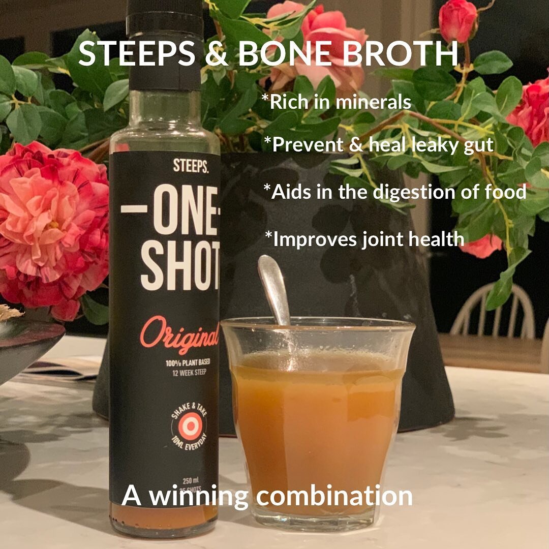 If you haven&rsquo;t tried this before you really don&rsquo;t know what your missing.

STEEPS &amp; Bone Broth.

Bone broth is rich in minerals that help build and strengthen bones.

It will also aid in the digestion of other foods. 

An amino acid i