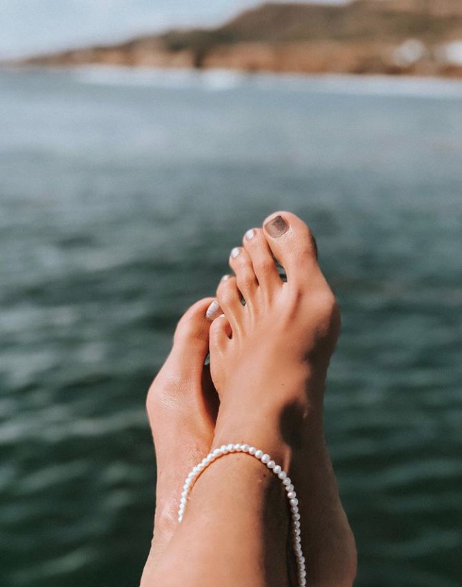 PEARL ANKLET Cultured Fresh Water Pearls with 14K closure Source: South Sea Small pearls- $120 Large pearls- $140