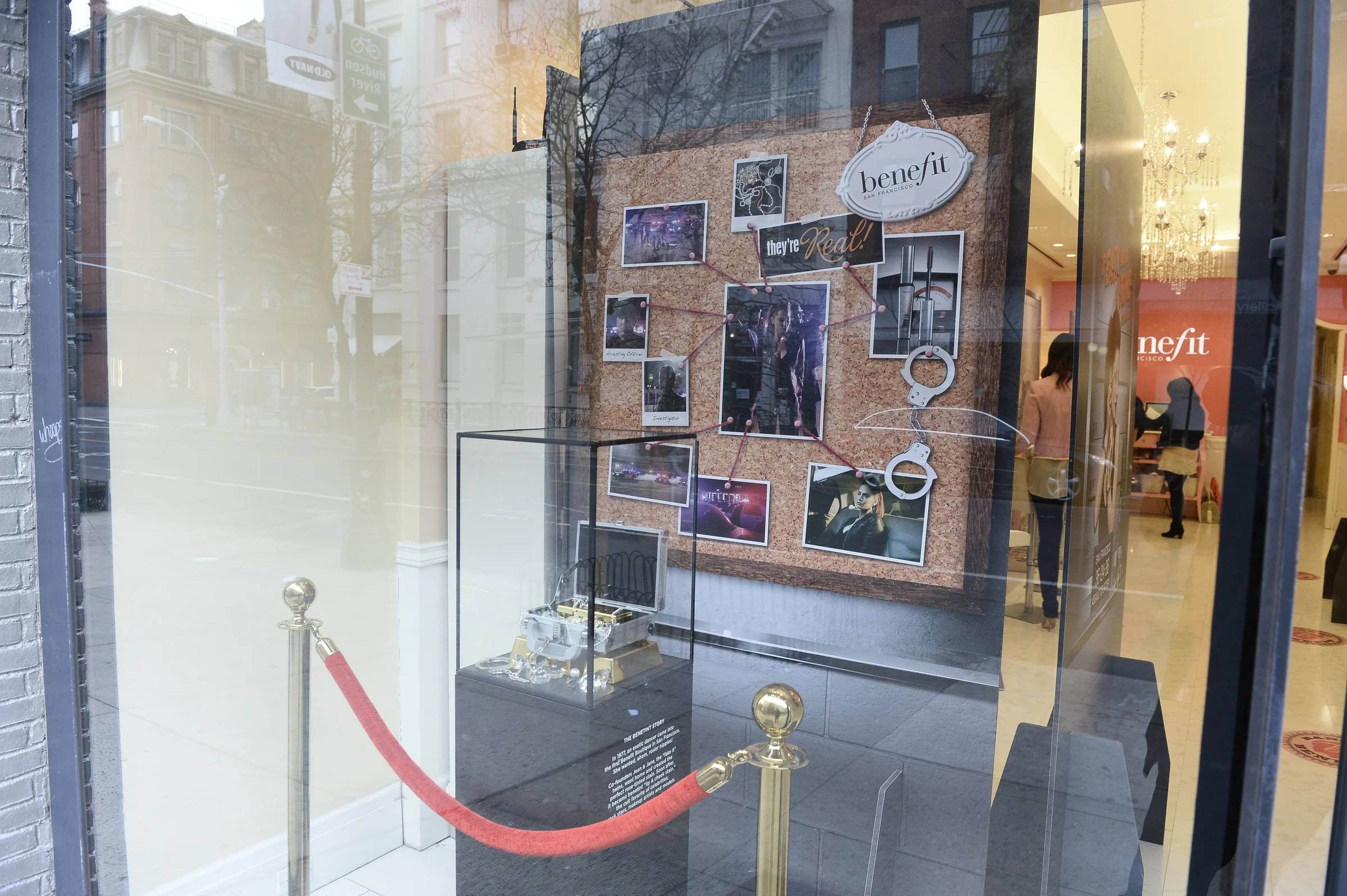  Window display playfully shows a CSI type board giving the editors a clue to what they might encounter when they go in the store. 