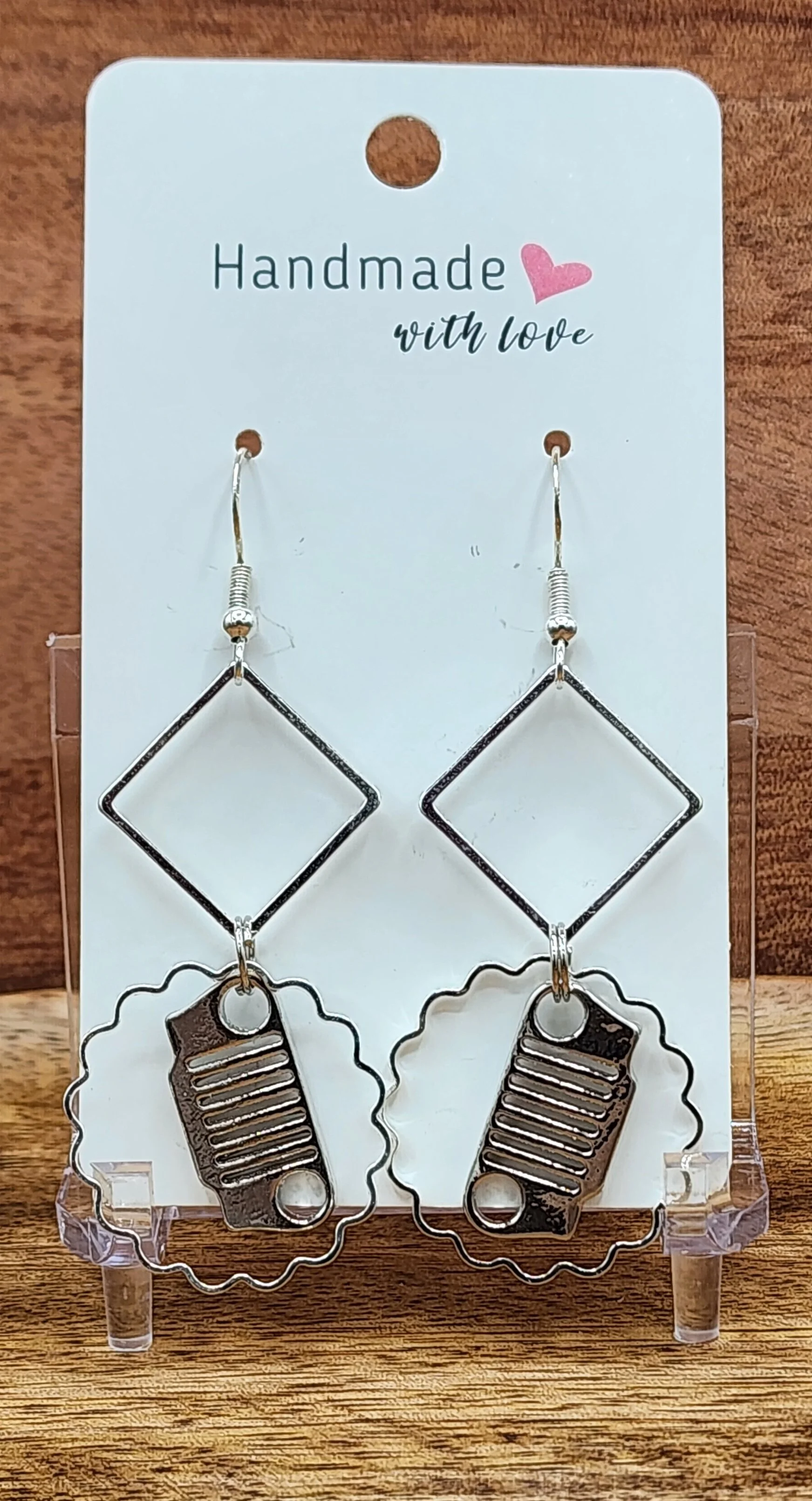 TJ Diamond Shape over Sprocket Earrings
