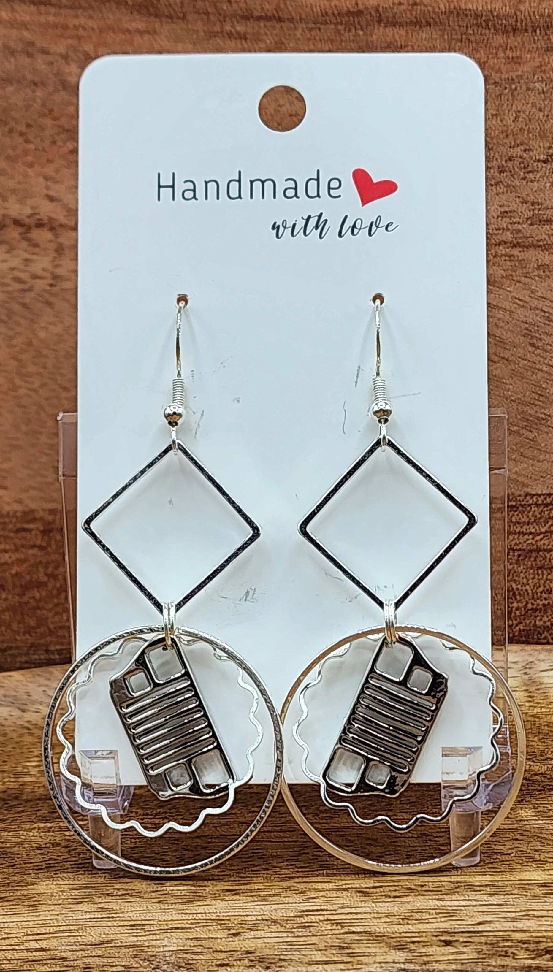 YJ Diamond shape Circle/Sprocket Earrings