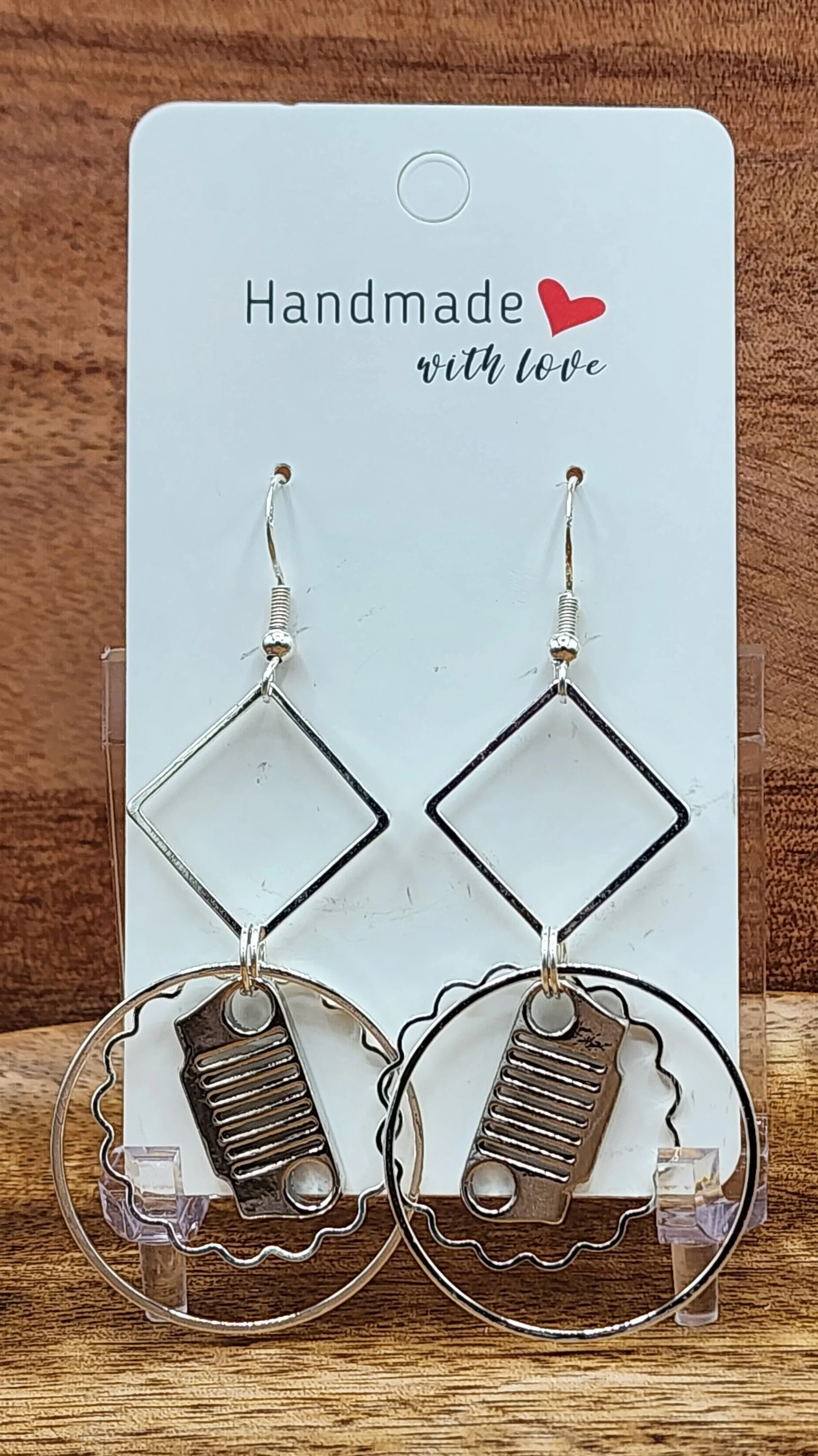 TJ Diamond shape Circle/Sprocket Earrings