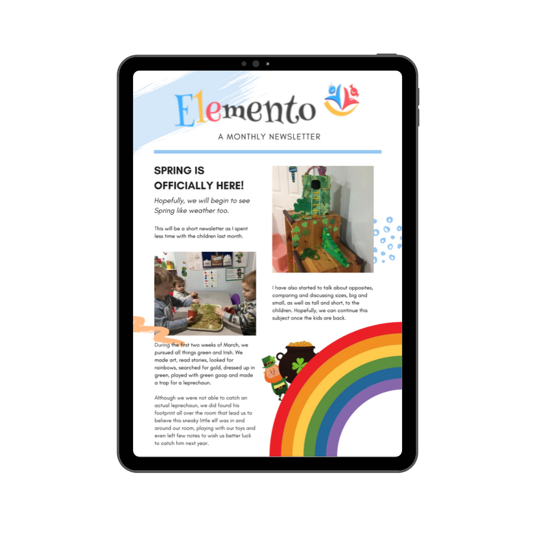 MOnthly Newsletter - Elemento Child Care