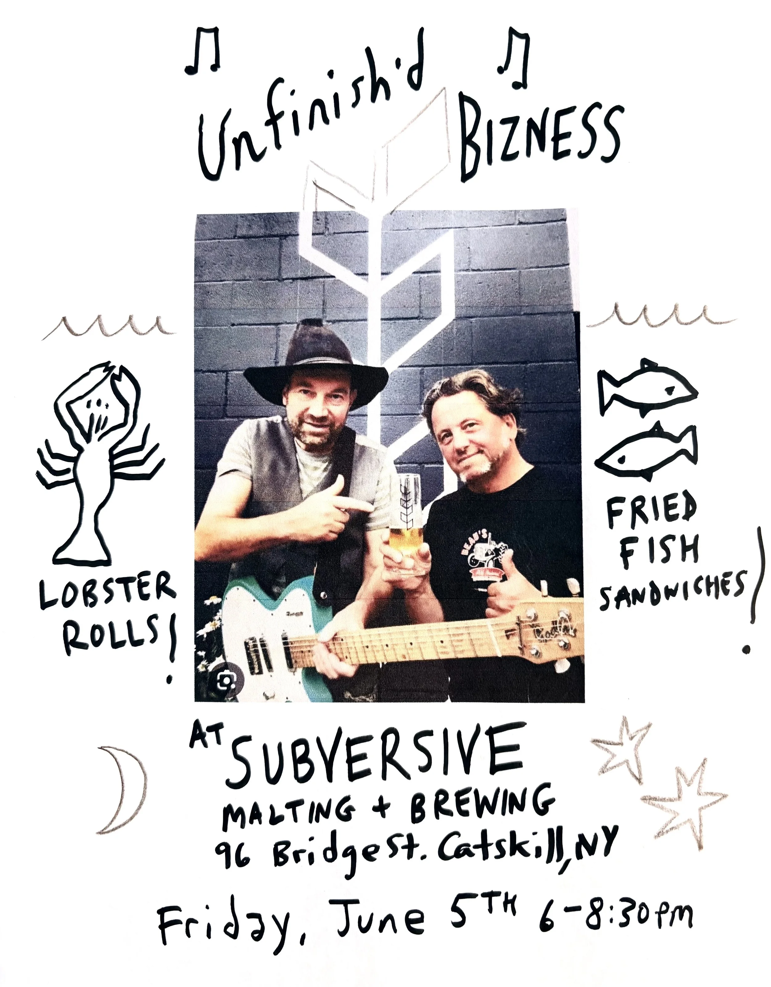 First Friday: Live Music from Unfinish'd Bizness + Lobster Rolls &amp; Fried Fish Sandwiches!