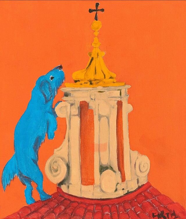 &lsquo;Blue Dog&rsquo; (oil on canvas)
Dogs in Rome series
.
Dogs were everywhere in Rome and just had to be sketched. Peeing on ancient monuments, waiting patiently for their owners in the shade of beautiful stone archways, or hoping for a pat.
.
#m