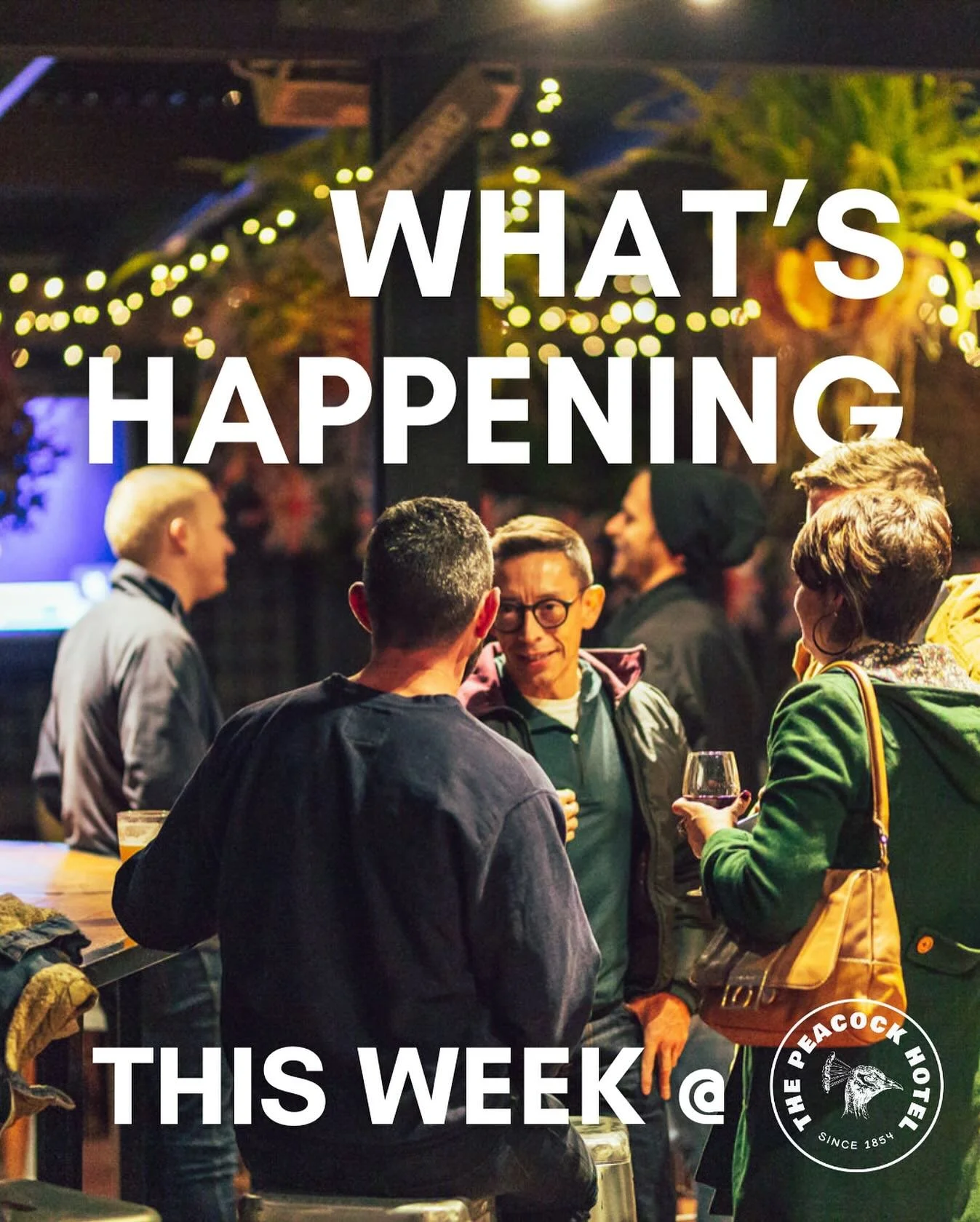✨ THIS WEEK AT THE PEACOCK ✨

TUE - Steak Day - Steak specials from $17
WED - Wild Wed - Kids Eat Free (with 2 main adult meals) + drink specials
THU - Thirsty Thursday drink specials
FRI - Happy Hour - 4.30 to 6.30 - plus Live Sport
SAT - Live Sport
