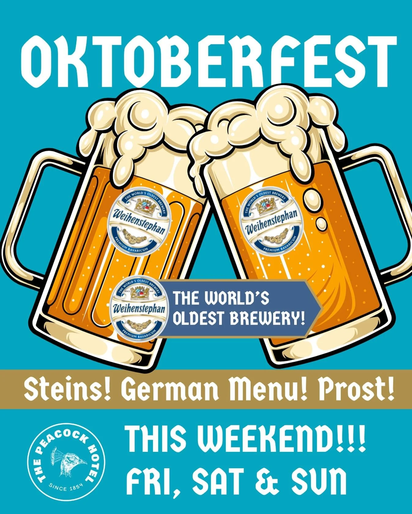 🍻 Join us for our Oktoberfest celebrations! 🍻

THIS WEEKEND!!
FRI 24 - SUN 26 OCT

Pouring steins of Weihenstephan (the world&rsquo;s oldest brewery)

Plus German food specials!

Prost!!