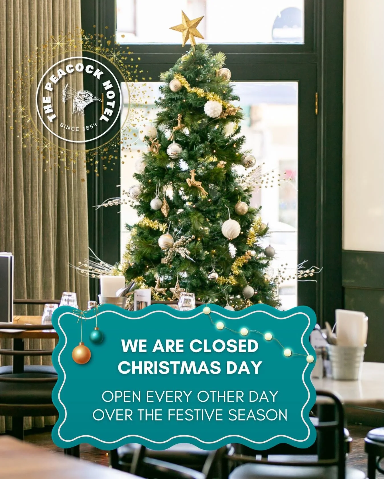 🎄 Yes! We are open every day over the Festive Season, except Christmas Day. 🎄 

🥂 Come and celebrate with us over the next couple of weeks - including Boxing Day, New Year&rsquo;s Eve and New Year&rsquo;s Day. All the usual Peacock good times with