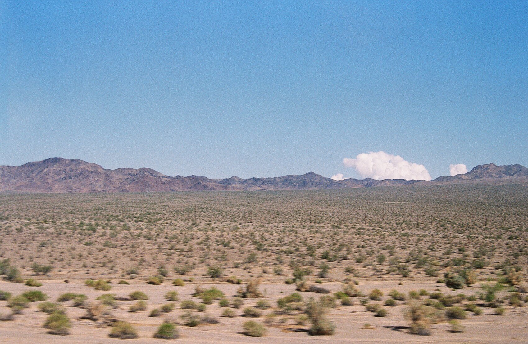 Desert view, Greyhound bus en route to San Diego from Las Vegas (2019)