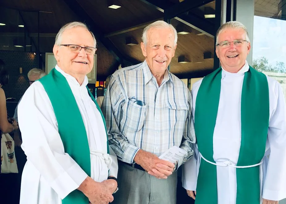 Assisting Priest, Rev'd Keith Foote, Parishioner Ray Steward & Rector, Ven Kevin Bourke Congratulations to Ray Steward on receiving a Medal of the Order of Australia this year for his service to the community. Ray has been working as a Volunteer Guide at the Brisbane Botanic Gardens for many years and is a very talented botanical artist.