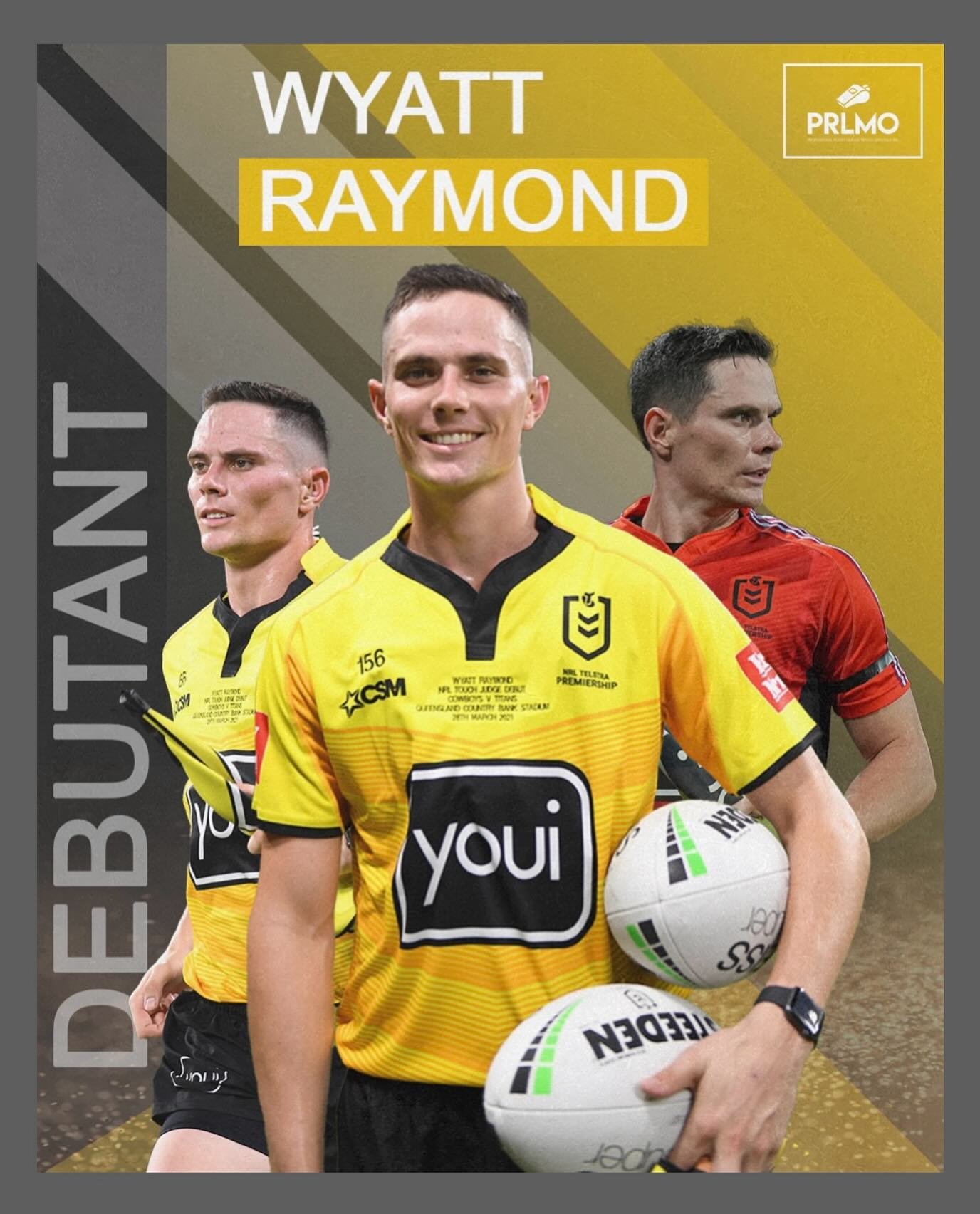 A massive congratulations 👏 to Wyatt Raymond, who will make his debut as an on-field referee, in the Storm v Bulldogs game tonight 🙌

Growing up playing rugby league in Townsville, Wyatt was a winger and a handy goal kicker. At the age of 15, he wa