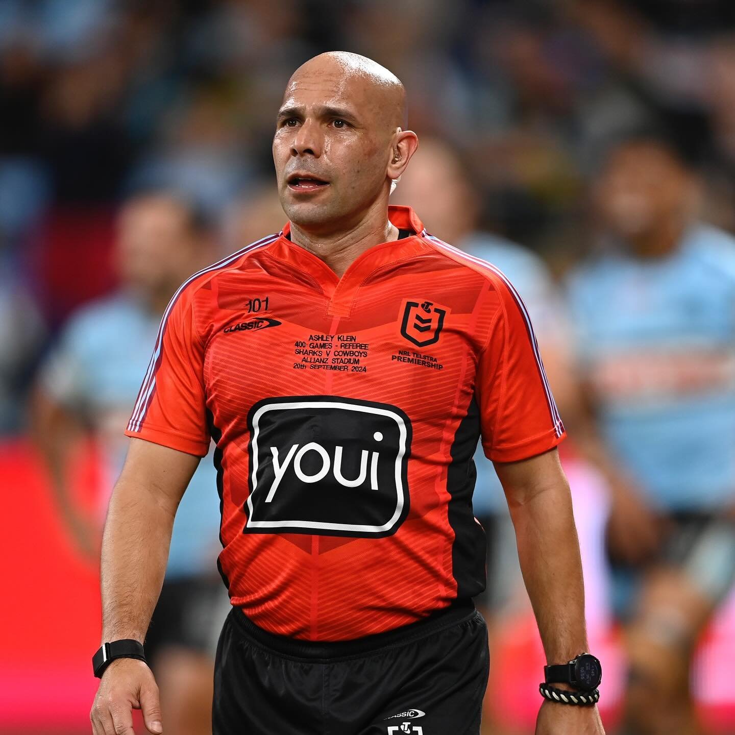 &mdash;&mdash; 4️⃣0️⃣0️⃣ 🄶🄰🄼🄴🅂 &mdash;&mdash;

The Sharks v Cowboys semi final last night signified an extraordinary milestone for Ashley Klein. 

The game marked Ashley&rsquo;s 400th appearance as a referee in the NRL 🙌

Ash is only the second