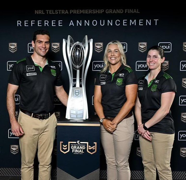 Congratulations to Ziggy Przeklasa-Adamski who will referee tomorrow&rsquo;s NRLW Grand Final at Accor Stadium! 

Well done also to Kara-Lee Nolan and Rochelle Tamarua who will be the touch judges for the encounter, whilst Kasey Badger will be the Bu