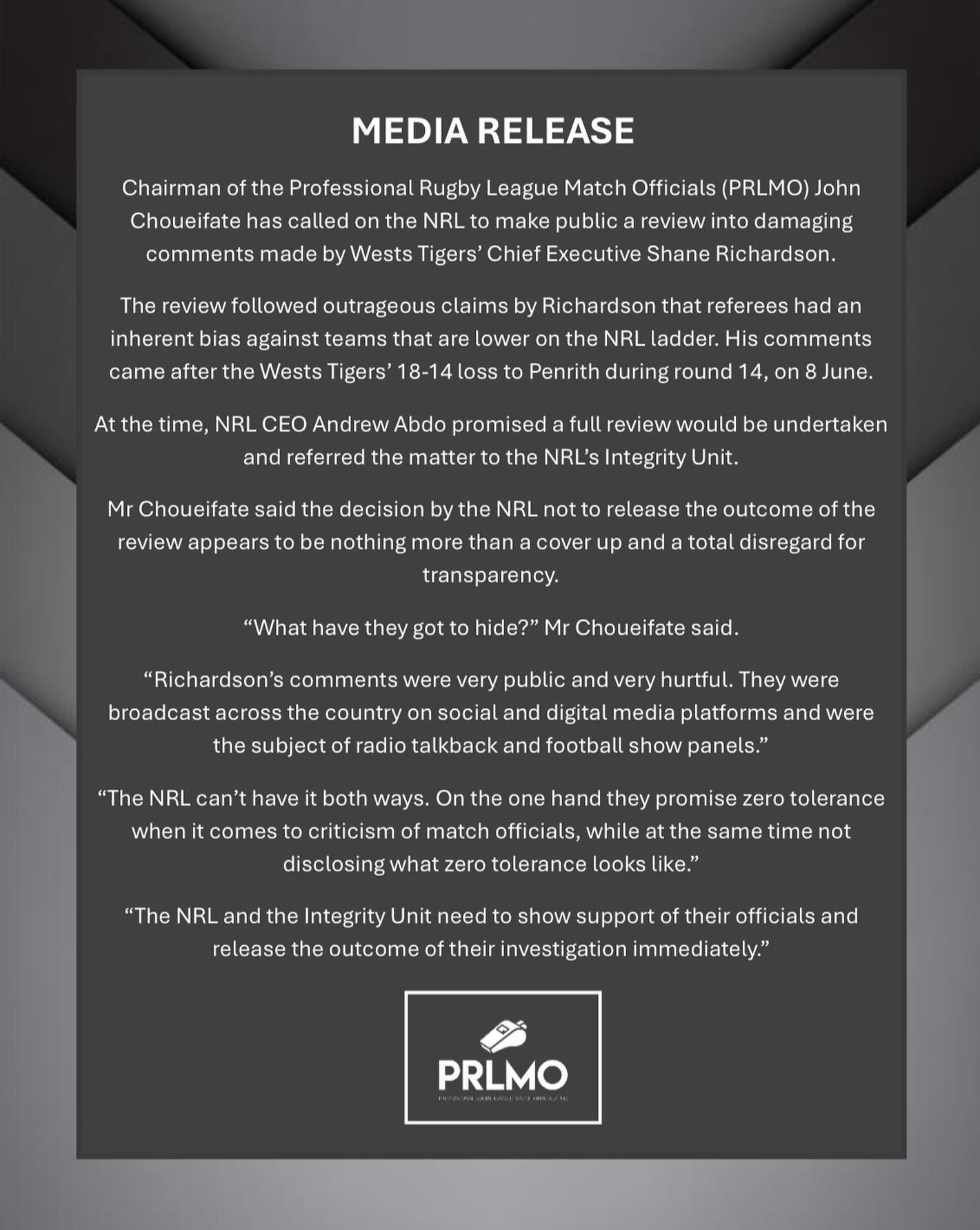 Media Release 📄

@nrl @abc_sport

#PRLMO