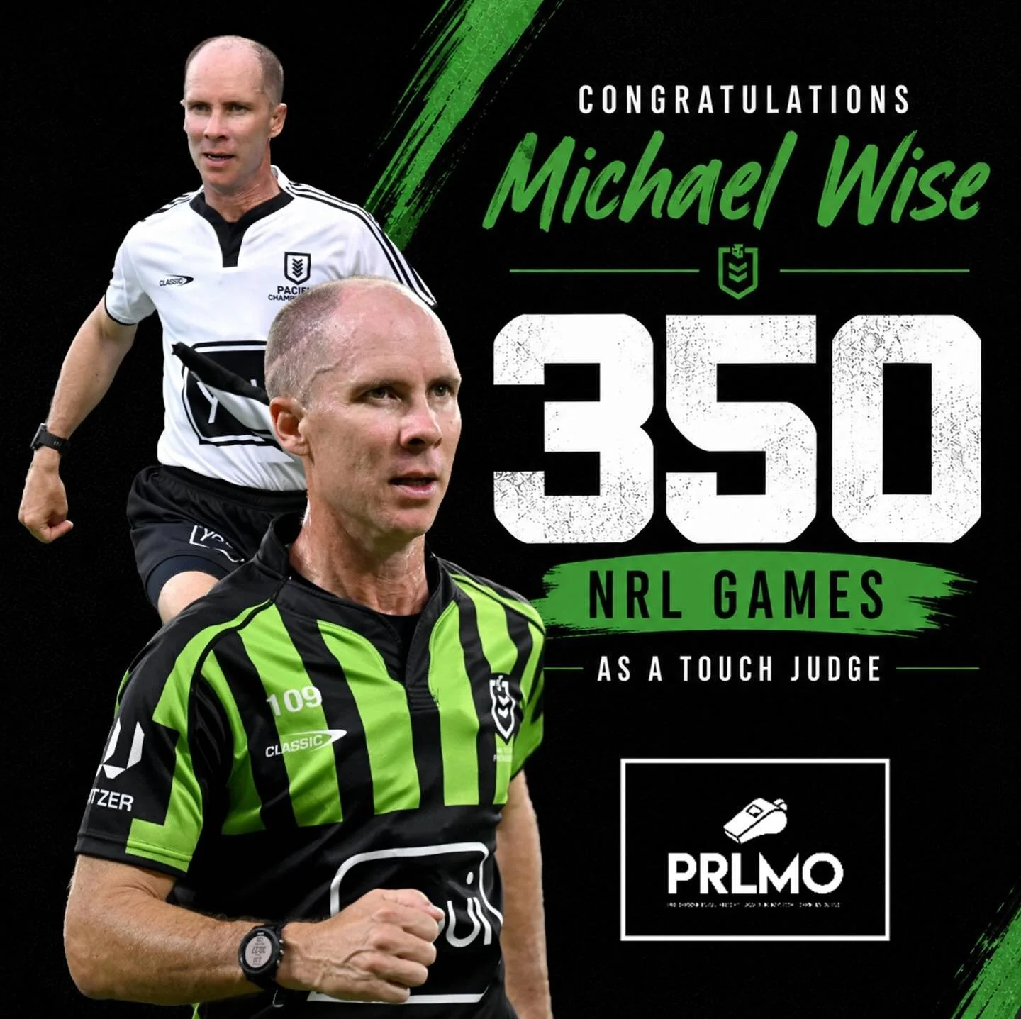 A huge congratulations to Michael Wise, who will reach an incredible milestone on Thursday night! 🔥🙌

Michael will touch judge his 350th NRL game when the Dolphins play the Bulldogs tomorrow night. This remarkable achievement is a true testament to